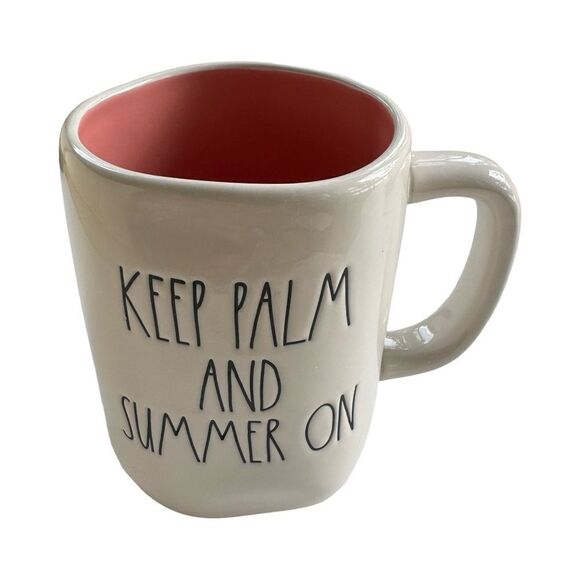Rae Dunn Coffee Mug Keep Palm and Summer On (Ivory with Black Lettering) NWOT - Picture 5 of 9